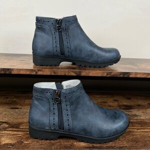 J Sport Booties‎ Jenna Double Side Zips Blue Faux Leather Women's 8
